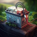 Mechanic checking a car battery with cables and voltmeter under the hood