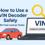 Illustration showing how to use a VIN decoder safely with online lookup tools.